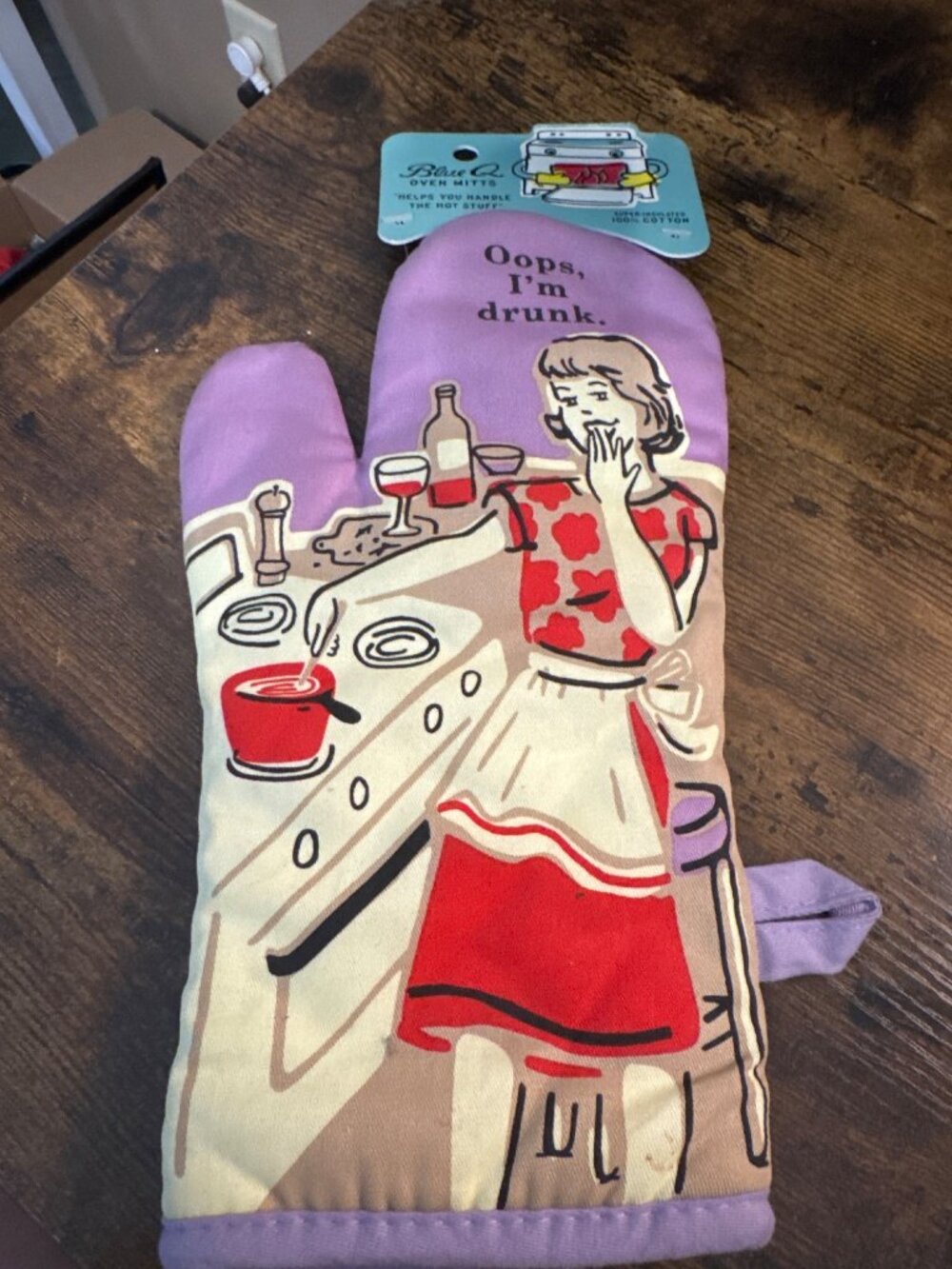 Blue Q "Oops, I'm Drunk" Oven Mitt NWT